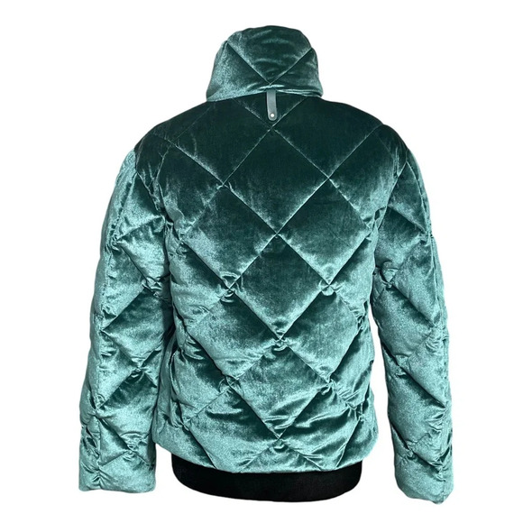 Jason Wu Quilted Puffer Jacket Emerald Green Velvet Soft Women's Small - Picture 11 of 11